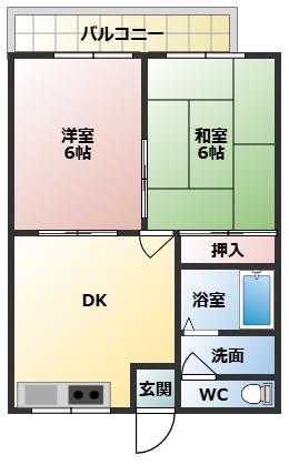 プラスパー豊井I(2DK/1階)の間取り写真
