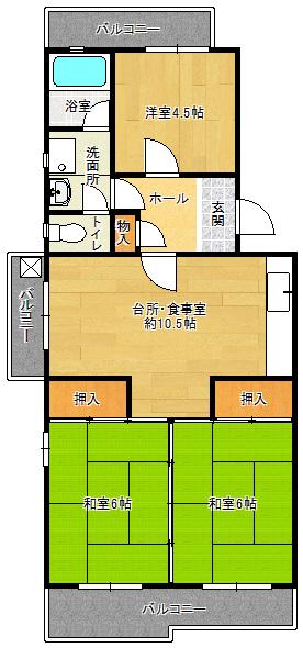 すずかけ台ハイツ(3DK/5階)の間取り写真