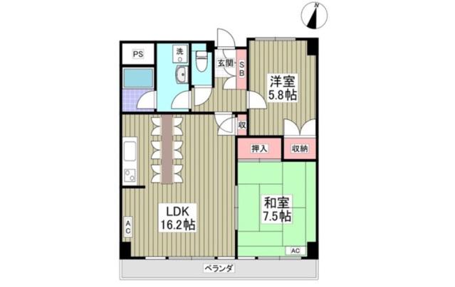 LAFELICE(2LDK/5階)の間取り写真