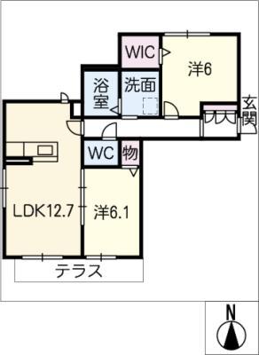 ガーデンコート D棟(2LDK/1階)の間取り写真