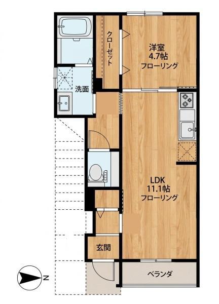 あざみ野 RICH CHILD(1LDK/1階)の間取り写真