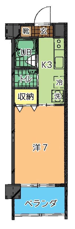 トーマス普天間(1K/10階)の間取り写真