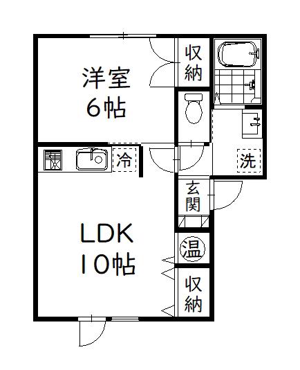 ソフィア鶴野(1LDK/2階)の間取り写真