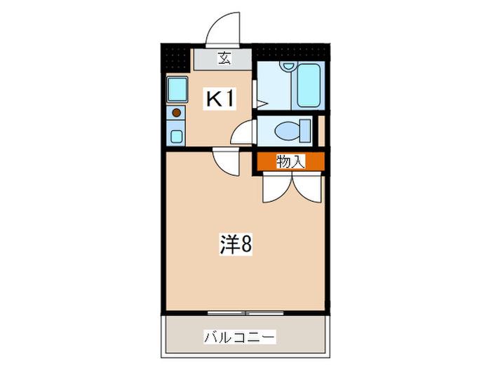 社家小町弐番館(1K/1階)の間取り写真