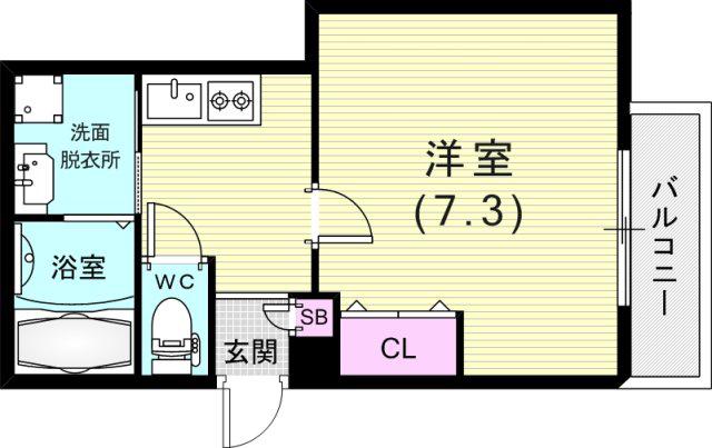 ALEGRIA高速長田(1K/2階)の間取り写真