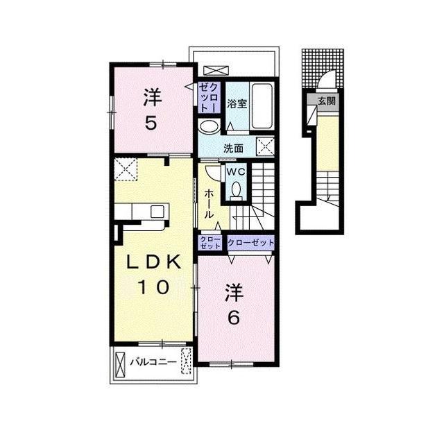 シャトレーポワリエ IV A(2LDK/2階)の間取り写真