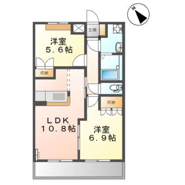 アシューレ(2LDK/2階)の間取り写真