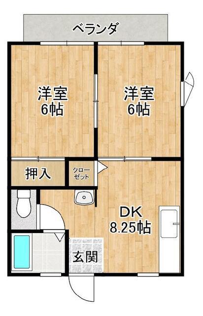 パークハイツ東(2DK/1階)の間取り写真