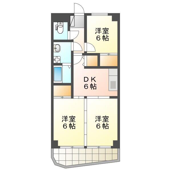 サンヒルズ松和花壇(3DK/5階)の間取り写真