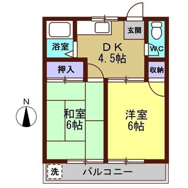 コーポウエスト(2K/2階)の間取り写真