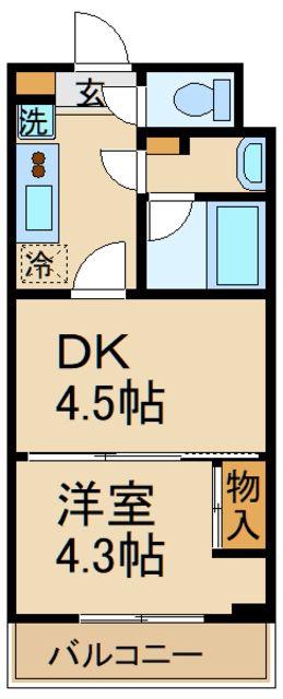 ガーラ・ヴィスタ調布(1DK/1階)の間取り写真