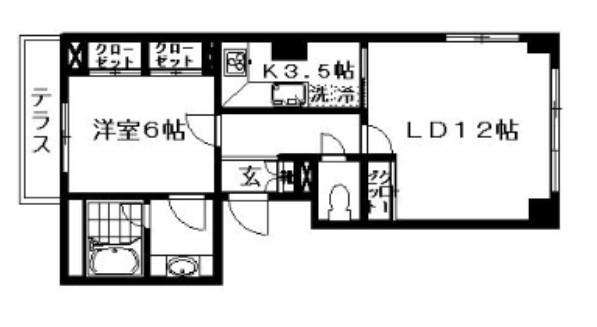 ペアシティ代々木大山アネックスウエスト(1LDK/2階)の間取り写真