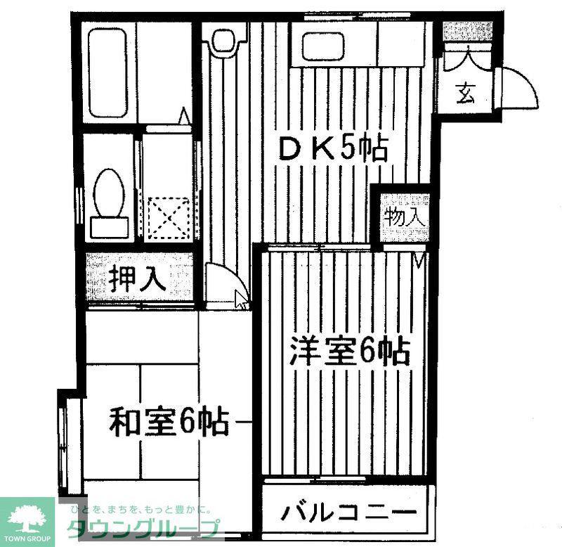 BCASA三郷中央IIRE-BORN(2DK/2階)の間取り写真