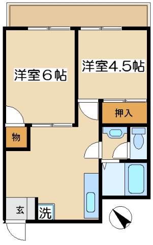 サンセイハイツ(2DK/3階)の間取り写真