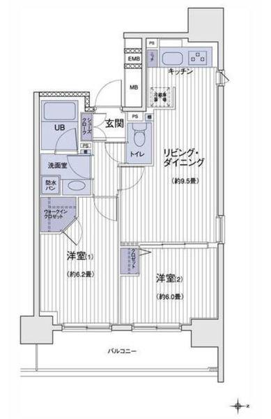 エスティメゾン大島(2LDK/15階)の間取り写真