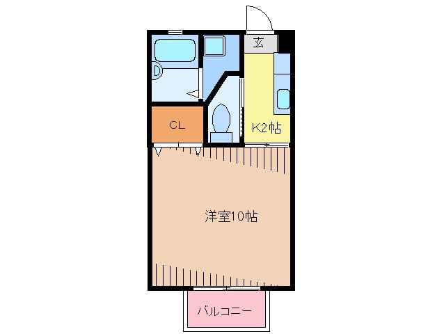 橘倶楽部 六番館(1K/2階)の間取り写真