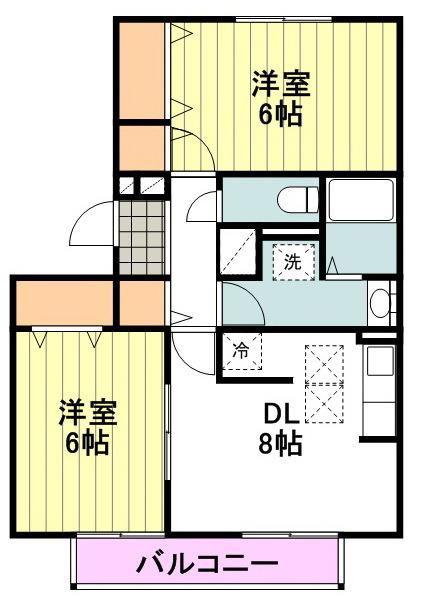 フレマリール国立(2DK/2階)の間取り写真