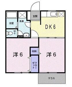 オークラパ-クホ-ムズ南館(2DK/1階)の間取り写真