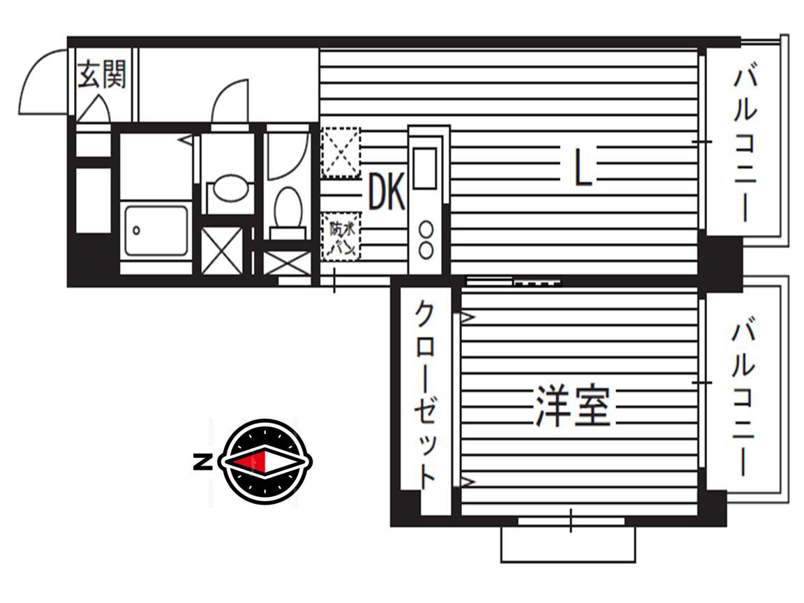 信濃屋ビル(1LDK/4階)の間取り写真