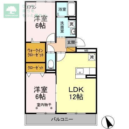 ヴェルドミール本八幡(2LDK/1階)の間取り写真