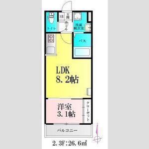 バルミジュール宮千代(1LDK/2階)の間取り写真