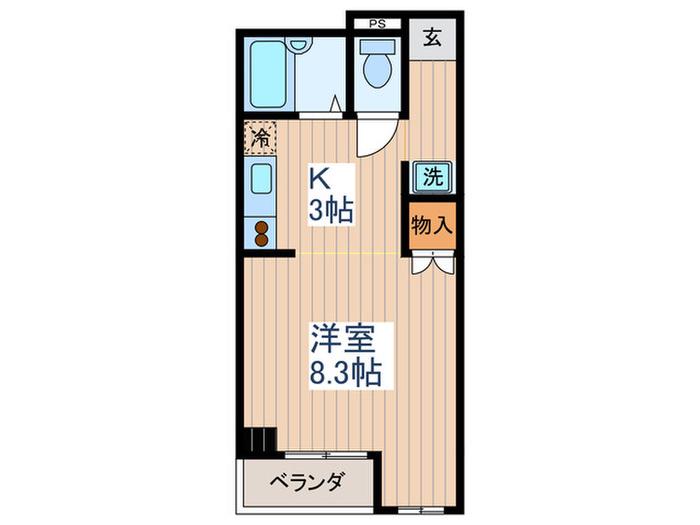 学園ハイツ(ワンルーム/3階)の間取り写真