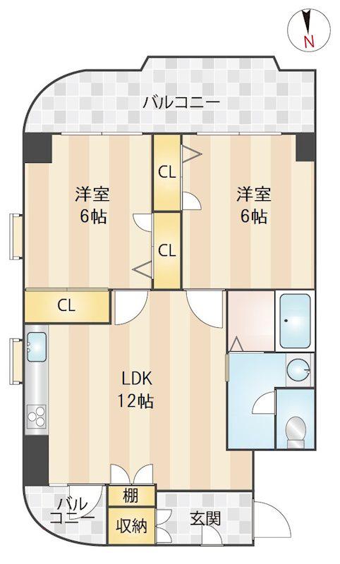 ニューガイアリルーム南葛西 NO.65(2LDK/7階)の間取り写真