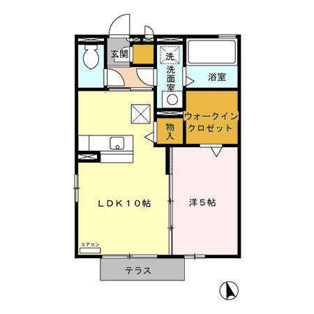 ドゥボナール岩船(1LDK/1階)の間取り写真