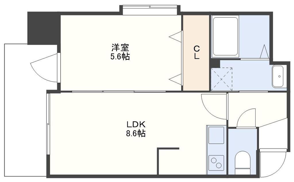 SA御船蔵ビル(1LDK/5階)の間取り写真