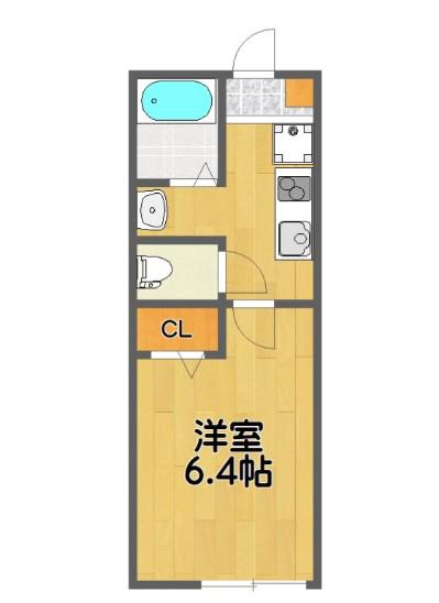 ソルパークス(1K/2階)の間取り写真