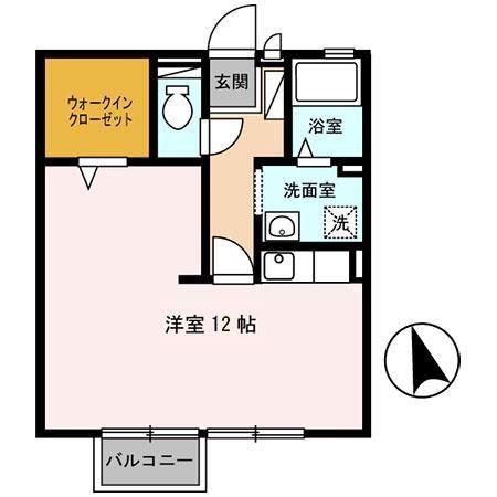 センチュリーガーデンC(ワンルーム/1階)の間取り写真