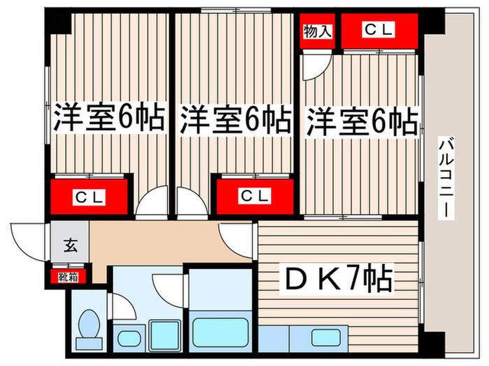 第2コースタルビル(3DK/9階)の間取り写真