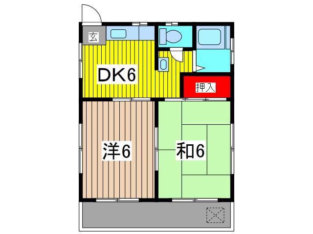 グリーンハウス(2DK/1階)の間取り写真