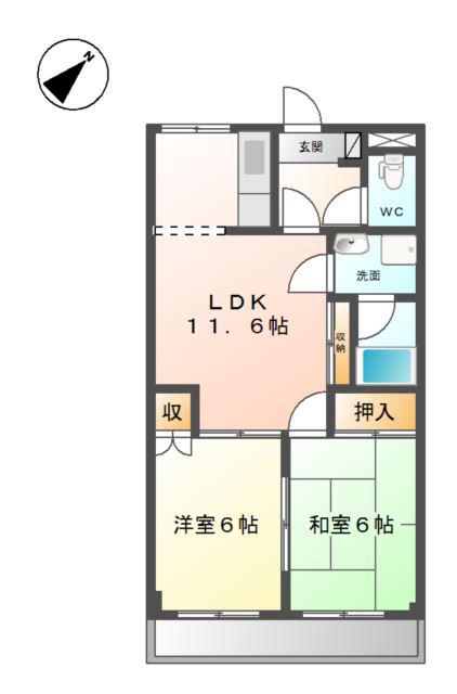 メイプルタウン(2LDK/1階)の間取り写真