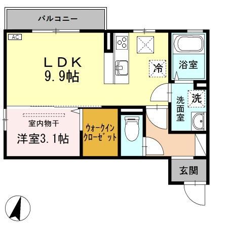 メゾン・ド・レーヴ 302(1LDK/3階)の間取り写真