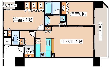 リーガル神戸海岸通(2LDK/8階)の間取り写真