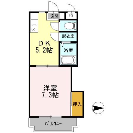 プライマリー花畑西(1DK/1階)の間取り写真