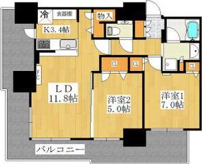 ブランズタワー札幌(2LDK/17階)の間取り写真