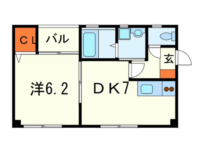 アレイ六甲(1DK/1階)の間取り写真