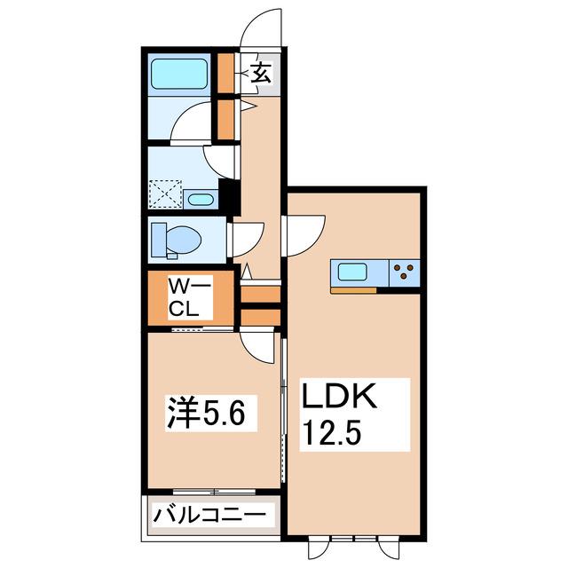 プロヌーブ・アイ(1LDK/2階)の間取り写真