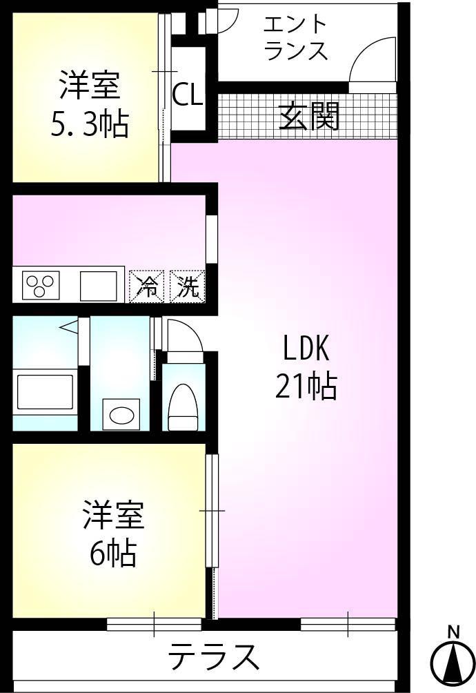 HAYASHI ACT.1(2LDK/2階)の間取り写真