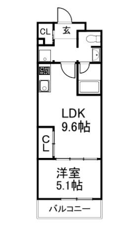 ルシアコートMITUYA(1LDK/2階)の間取り写真