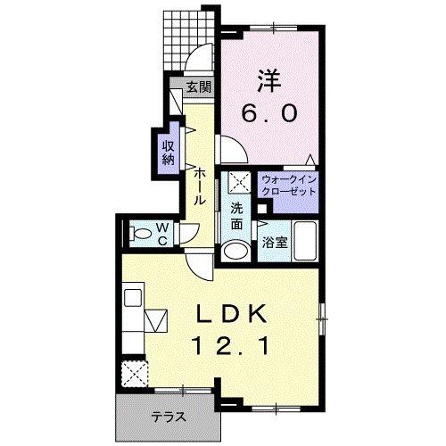 プレシアスI(1LDK/1階)の間取り写真