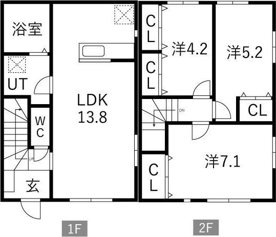 レジデンシア B棟(3LDK/1階)の間取り写真