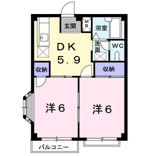 エルディムケイ I(2DK/1階)の間取り写真
