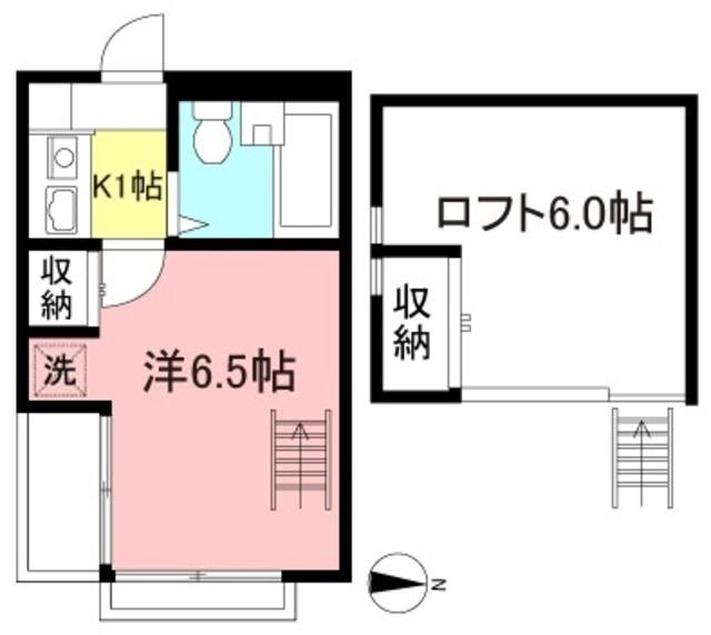 ヒルサイドつつじヶ丘(1K/2階)の間取り写真