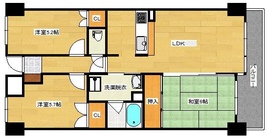 フォーラム牛田南(3LDK/7階)の間取り写真