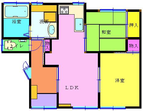 グリーンルーフ 酒田市亀ヶ崎5丁目(2LDK/2階)の間取り写真