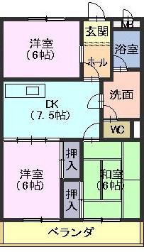 サンパーク中平(3DK/3階)の間取り写真