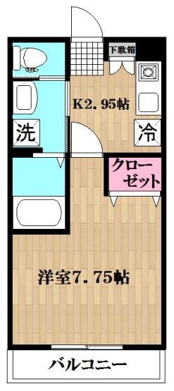 アリビエ馬橋(1K/1階)の間取り写真